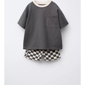ISO boys Zara checkered Bermuda shorts and t shirt